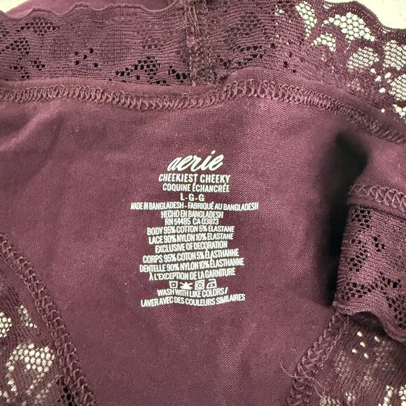 Aerie Cheekiest Cheeky Pantie Lace Burgundy Womens Large - Picture 2 of 5